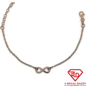Infinity Bracelet 8 inch chain Rose gold on silver